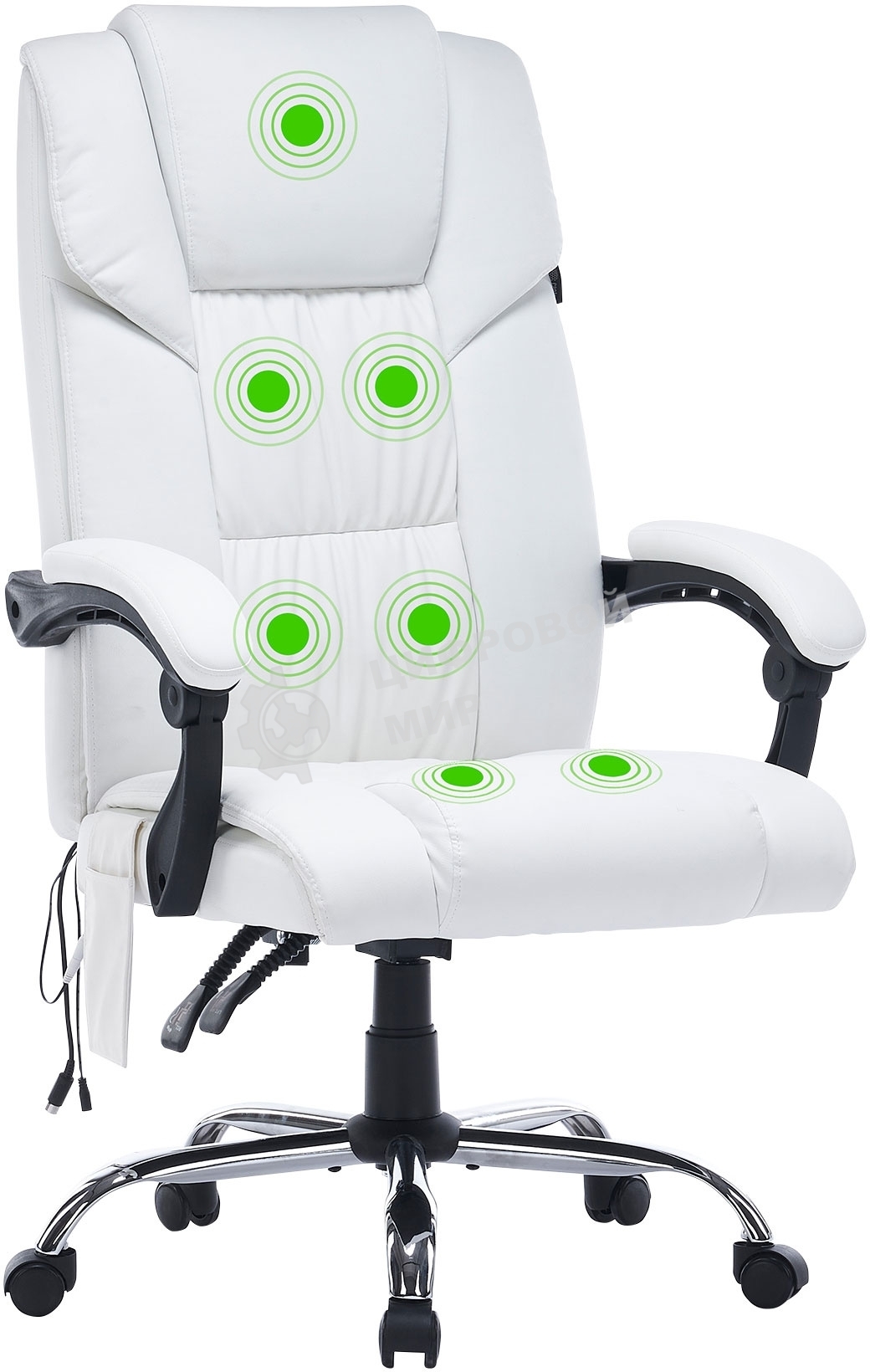 Кресло компьютерное Cactus CS-CHR-OC02M-WT белый, эко.кожа, крестов. сталь