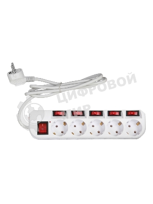 Сетевой фильтр Buro 500SH-1.8-SW-W 1.8 м, 5 розеток, белый, коробка