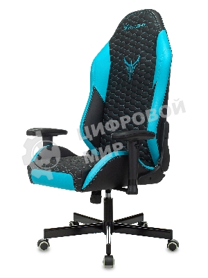 Кресло Knight Neon черный/голубой, экокожа, 120 кг, механизм качания