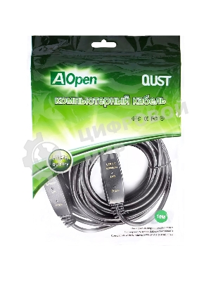 Кабель-адаптер USB3.0-repeater Aopen, удлинительный активный Am-->Af 10м