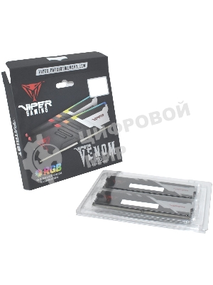 Оперативная память Patriot Viper Venom, DDR5, 32GB (2x16GB), 7400MHz, CL36, DIMM, с радиаторами, RGB, черный