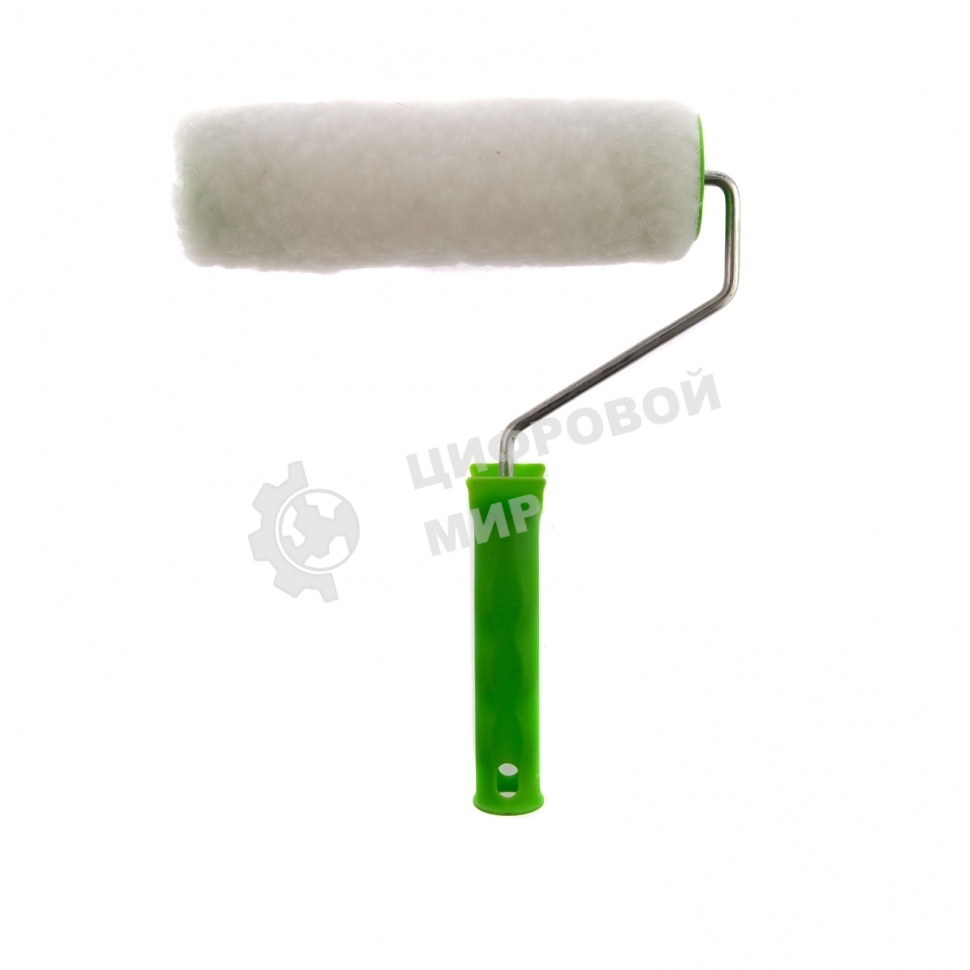 Валик с натуральным мехом Сибртех, с ручкой, 200 мм, ворс 12 мм, D 48 мм, D ручки 6 мм