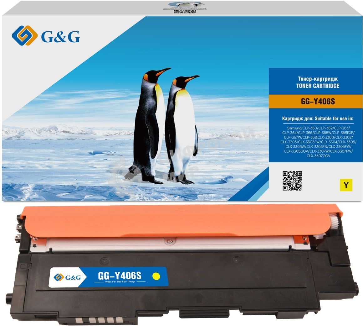 Картридж лазерный G&G GG-Y406S желтый (1000 стр.) для Samsung CLP-360/362/363/365/367/368, CLX-3300/3302/3303/3304/3305/3307
