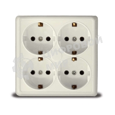 Розетка 4-м ОП Олимп с заземл. квадрат беж. UNIVersal 1171