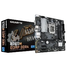 Материнская плата Gigabyte B760M D3HP DDR4, LGA 1700, Intel B760, 4xDDR4, 4xSATA, 2xM.2, 1xPCIe 4.0 x16, 2xPCIe x1, 1xHDMI, 1xVGA, 1xDP, 1x 1Gb LAN, 3xUSB-A 3.2 Gen 1, 2xUSB-A 2.0, 3x3.5 мм, 7.1, mATX