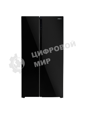 Холодильник Hyundai CS5003F черное стекло двухкамерный 331/165л морозилка сбоку, No Frost, Side by Side