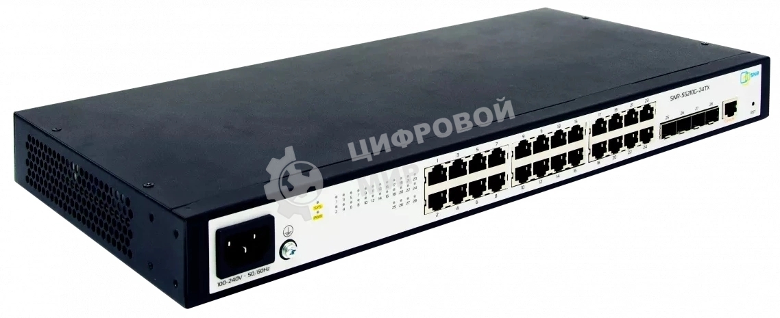 Коммутатор управляемый SNR уровня 2+, 24 порта 10/100/1000Base-T, 4 порта 1/10G SFP+