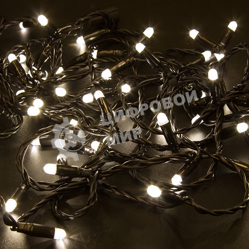 Гирлянда Neon-night Нить 10м, эффект мерцания (каждый 5-ый), черный ПВХ, 230В, теплый белый