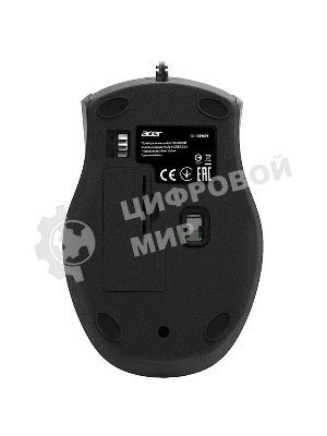 Мышь проводная Acer OMW020 черный, 1600 dpi, USB, кнопки - 4