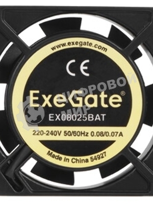 Вентилятор 12В DC ExeGate EX08025H2P (80x80x25 мм, Hydraulic bearing (гидродинамический), 2pin, 2200RPM, 22dBA)