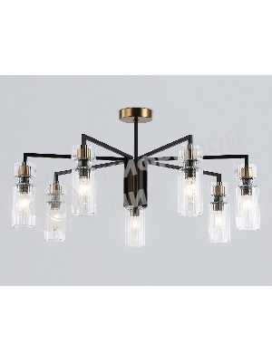 Люстра Ambrella light LH56115/7 BK/BS/CL черный/латунь/прозрачный E14*7 max 40W D705*350