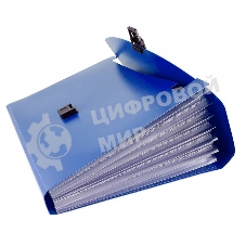 Папка-портфель Бюрократ -BPP13BLUE 13 отделений, A4, пластик, 0.7мм, синий