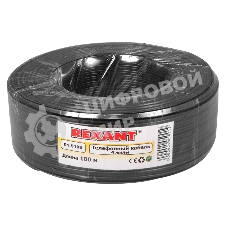 Телефонный кабель Rexant ШТЛП 4 жилы Cu, черный, 100 м