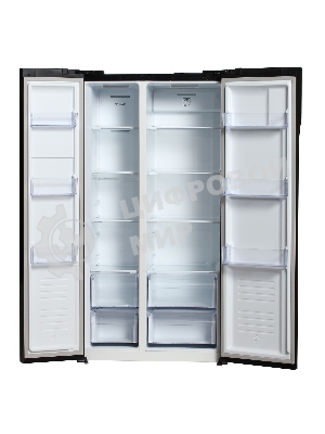 Холодильник Hyundai CS5003F черное стекло двухкамерный 331/165л морозилка сбоку, No Frost, Side by Side