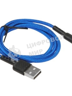 Кабель Defender F181, USB 2.0 (AM) - microUSB 2.0 (BM), 1 м, 2.4А, нейлоновая оплетка, синий.