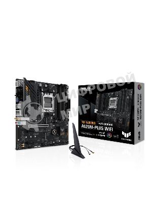 Материнская плата ASUS TUF GAMING A620M-PLUS WIFI, AM5, AMD A620, 4xDDR5, 4xSATA, 2xM.2, 1xPCIe 4.0 x16, 2xPCIe x1, 2xDP, 1xHDMI, 1x 2.5Gb LAN, 4xUSB-A 2.0, 2xUSB-A 3.2 Gen 1, 3x3.5 мм, 7.1, mATX