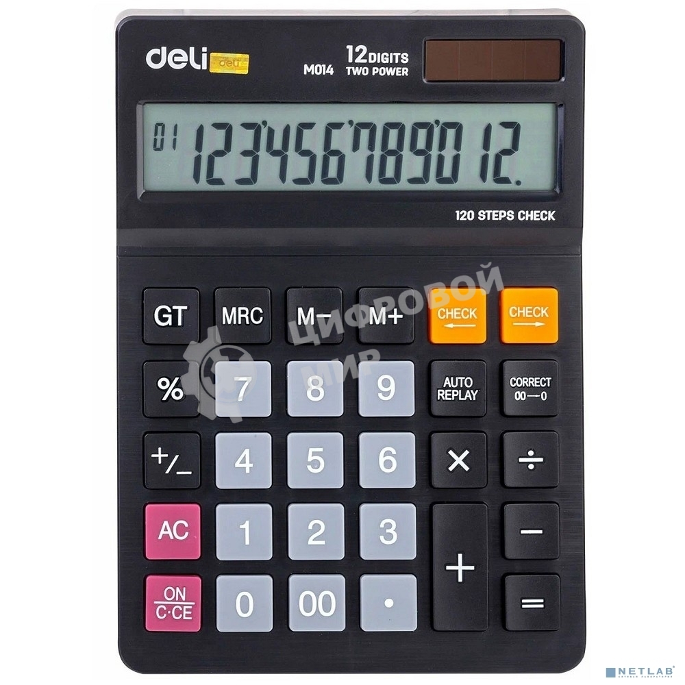 Калькулятор настольный Deli EM01420 черный 12-разр.