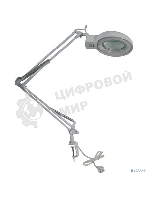 Лупа на струбцине круглая настольная Rexant 3Х с подсветкой, белая