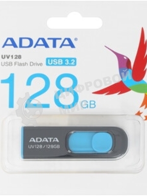 Флешка USB ADATA UV128 (AUV128-128G-RBE), 128Gb, USB 3.0, R/W 100/30, черный/синий