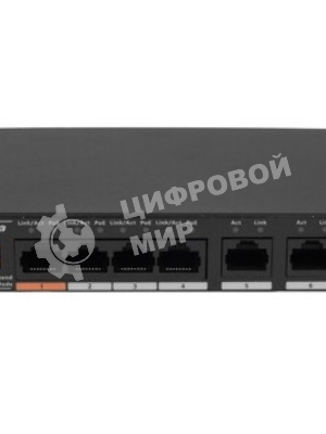 Коммутатор Dahua DH-SF1006LP, 6×100 Мбит/с, неуправляемый