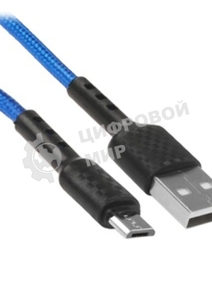 Кабель Defender F181, USB 2.0 (AM) - microUSB 2.0 (BM), 1 м, 2.4А, нейлоновая оплетка, синий.