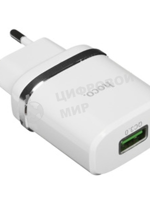Сетевое зарядное устройство + Кабель Micro HOCO HC-16286 C12Q/1m/QC 3.0/1 USB/Выход: 5V_9V_12V, 18W, белый