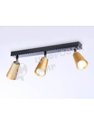 Накладной поворотный спот Ambrella light TA13151/3 BK/GD черный/золото GU10/3 max 12W 445*60*130