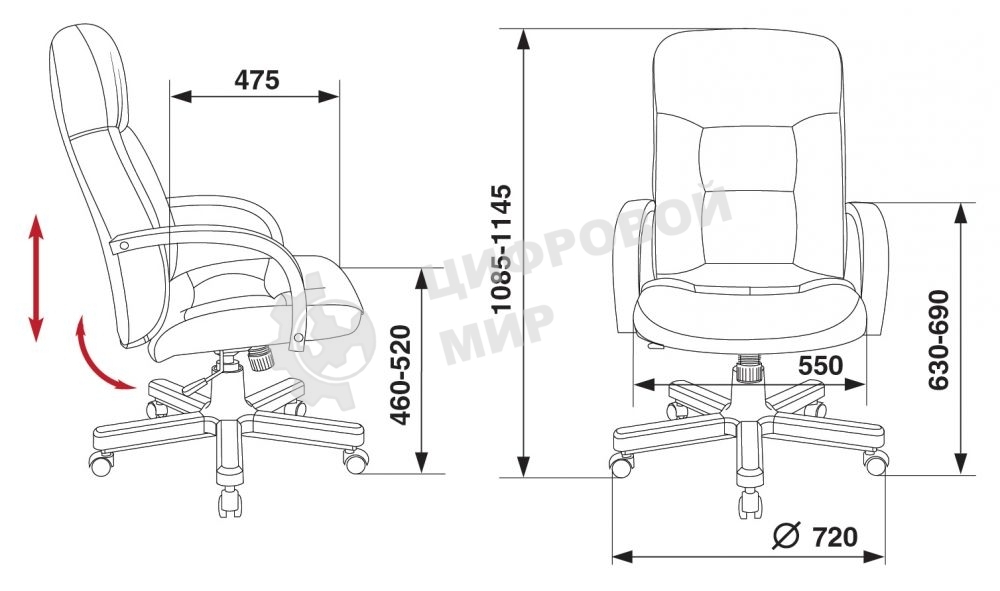 Кресло руководителя Бюрократ T-9908/WALNUT черный, кожа, крестовина металл