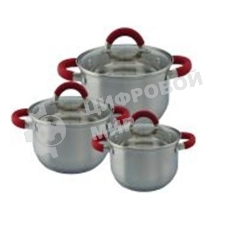 Набор кастрюль Kelli KL-4236 6 пред. (набор кастрюль 3 шт. - 1,9 л, 2,6 л и 3,6 л. Внутри шкала измерения. Силикон. ручки не нагреваются. Высококач. нерж. сталь. 5-слойное капсульное дно. Зеркал. поверхность. Матовая полоска. Можно использовать на всех типах плит. Стекл. крышки с паровыпуском.)