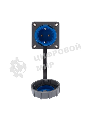 Розетка настенная Rexant фланцевая влагозащищенная с крышкой 16 А, 2Р+РЕ, IP68