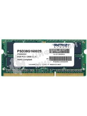 Оперативная память Patriot, DDR3, 8GB (1x8 GB), 1600 MHz, CL11, SO-DIMM
