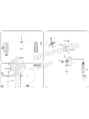Люстра Ambrella light LH56115/7 BK/BS/CL черный/латунь/прозрачный E14*7 max 40W D705*350