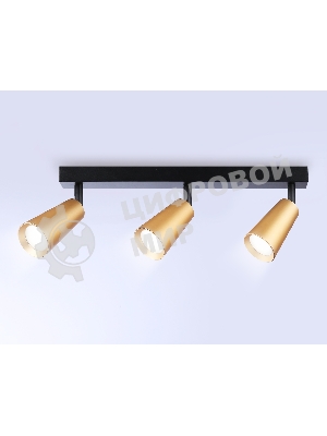 Накладной поворотный спот Ambrella light TA13151/3 BK/GD черный/золото GU10/3 max 12W 445*60*130