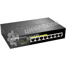 Коммутатор Unmanaged Switch with 8 10/100/1000Base-T ports (4 PoE ports 802.3af/802.3at (30 W), PoE Budget 68).8K Mac address, Auto-sensing, 802.3x Flow Control, Stand-alone, Auto MDI/MDI-X for each port, D-link Green technology, Metal case.Manual + Exter