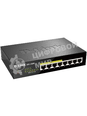 Коммутатор Unmanaged Switch with 8 10/100/1000Base-T ports (4 PoE ports 802.3af/802.3at (30 W), PoE Budget 68).8K Mac address, Auto-sensing, 802.3x Flow Control, Stand-alone, Auto MDI/MDI-X for each port, D-link Green technology, Metal case.Manual + Exter