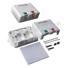 Коробка настенная Lanmaster SA на 2 модуля keystone с защитными шторками LAN-SA2/S-WH