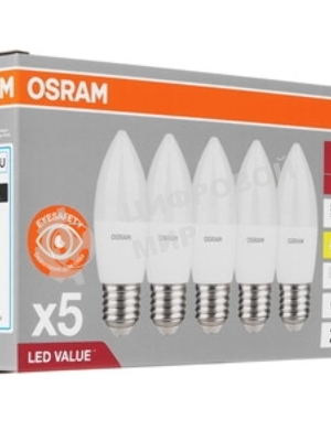 Лампа светодиодная LED Value LVCLB60 7SW/830 свеча матовая E14 230В 10х1 RU OSRAM 4058075578883