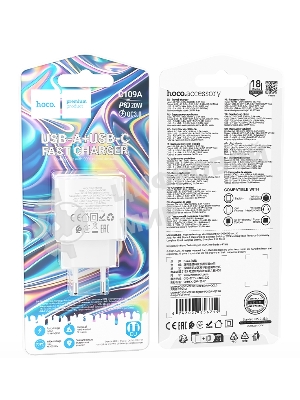 Блок питания (сетевой адаптер) HOCO C109A PD20W+QC3.0 charger, белый