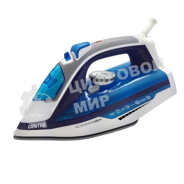 Утюг Centek CT-2350 BLUE (синий) 2400Вт, КЕРАМИЧЕСКАЯ подошва, ВЫСОКАЯ МОЩНОСТЬ, 300 мл      