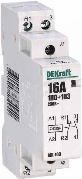 Модульный контактор 1НО+1НЗ 16А 230В МК-103 DEKraft