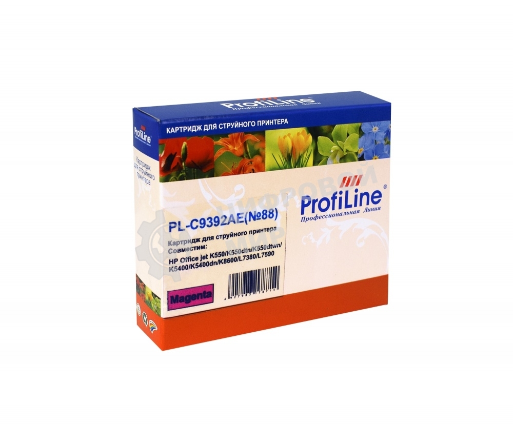 Картридж струйный ProfiLine PL-C9392AE №88 для принтеров HP Office jet HP Office jet K550/K550 dtn/K550dtwn/K5400/K5400dn/K8600/L7380/L7590 Magenta водные
