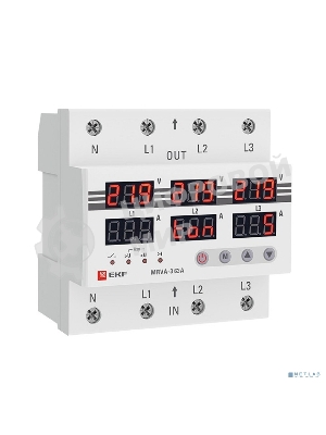 Трехфазное реле напряжения и тока с дисп. MRVA-3 63A EKF MRVA-3-63A EKF