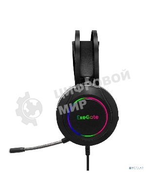 Гарнитура Exegate Cosmos HS-702GL чёрный, проводная, USB, виртуальный звук 7.1, подсветка