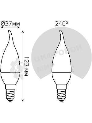 Лампа светодиодная Gauss Tailed 6.5Вт свеча 4100К белый E14 550лм 150-265В