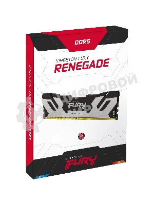 Оперативная память Kingston Fury Renegade, DDR5, 32Gb (1x32GB), 6400MHz, CL32, DIMM, радиатор, серебристый/черный