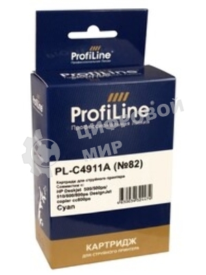Картридж струйный ProfiLine PL-C4911A №82 для принтеров HP Deskjet 500/500ps/510/800/800ps DesignJet copier cc800ps Cyan водные