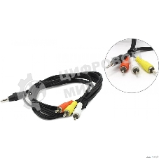 Кабель аудио/видео Cablexpert CCA-4P2R-2M, Jack3.5 4pin папа->3х RCA папа, 2м, черный
