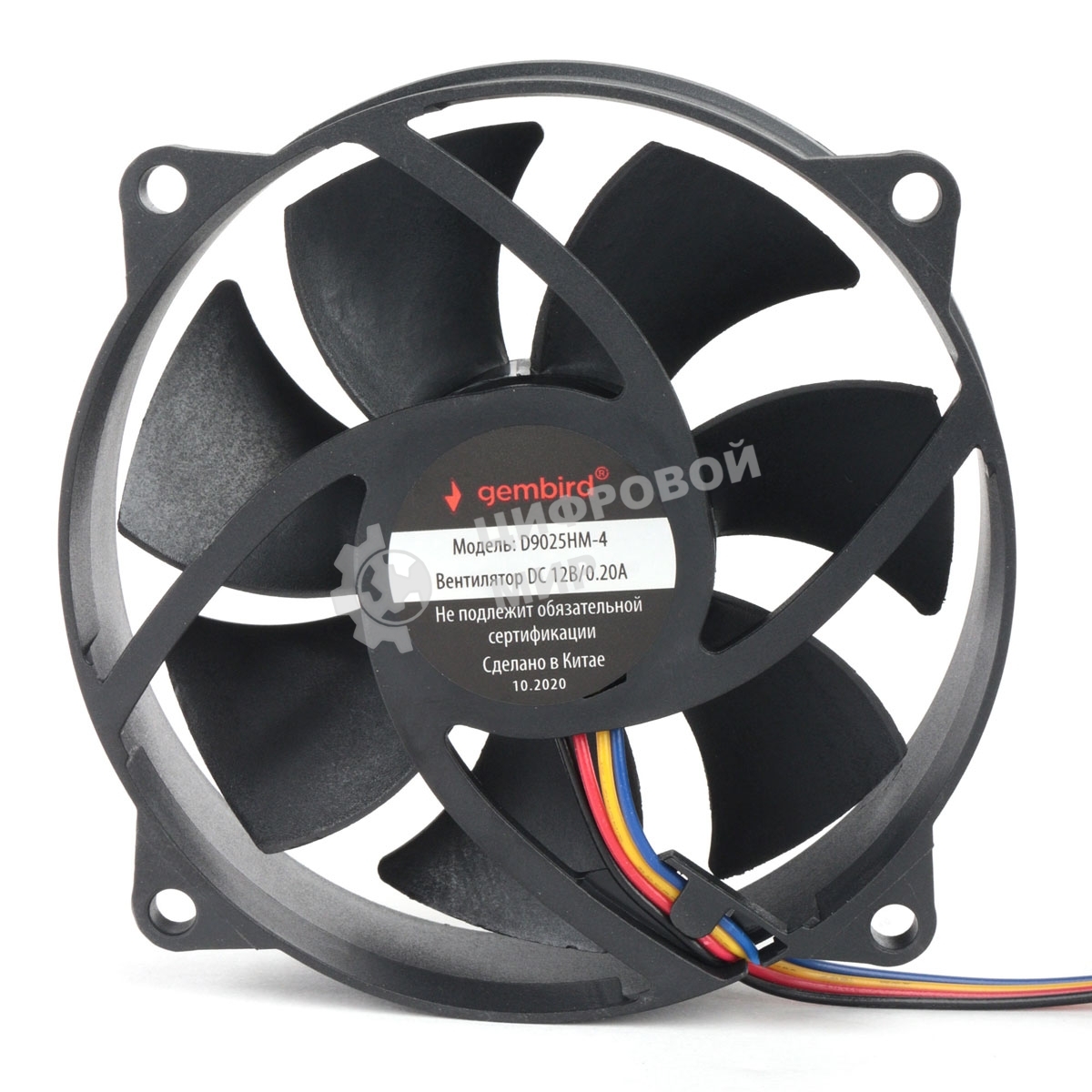 Вентилятор для корпуса Gembird черный, 90 мм, 2500 об/мин, 38 дБ, 4 pin