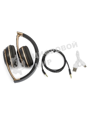 Беспроводные/проводные наушники Harper HB-213 черный/золотой, накладные, Bluetooth + проводной, до 5 ч