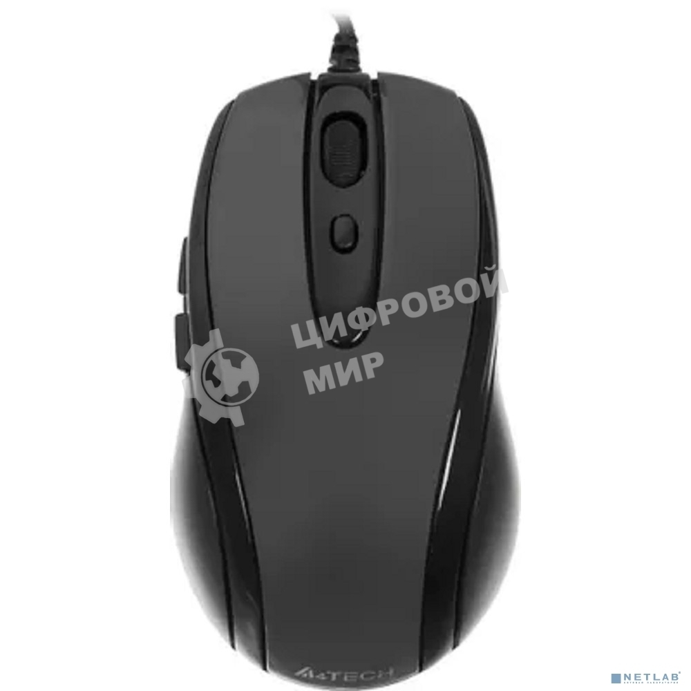 Мышь проводная A4Tech N-708X серый глянец/черный, 1600 dpi, USB, кнопки - 6